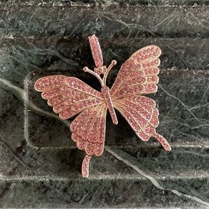 Pink rhinestone butterfly pendant